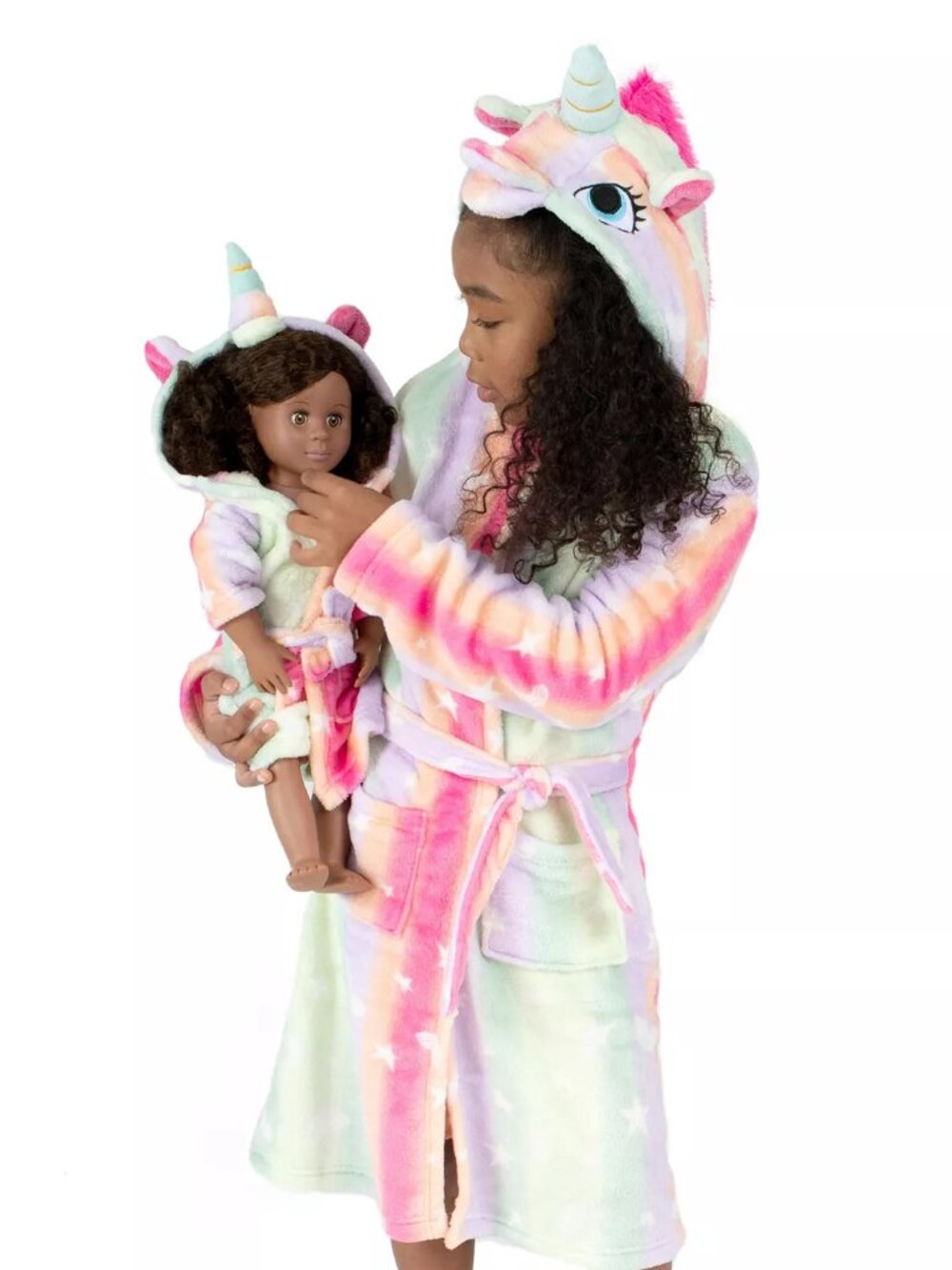 Leveret Colorful Soft & Cozy Fleece Matching Robe for Girls & Dolls 18" NWT